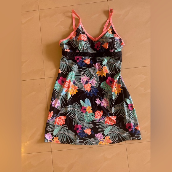 Zero X Posur Bra dress bathing suit XL black floral lightweight stretch - Picture 7 of 15